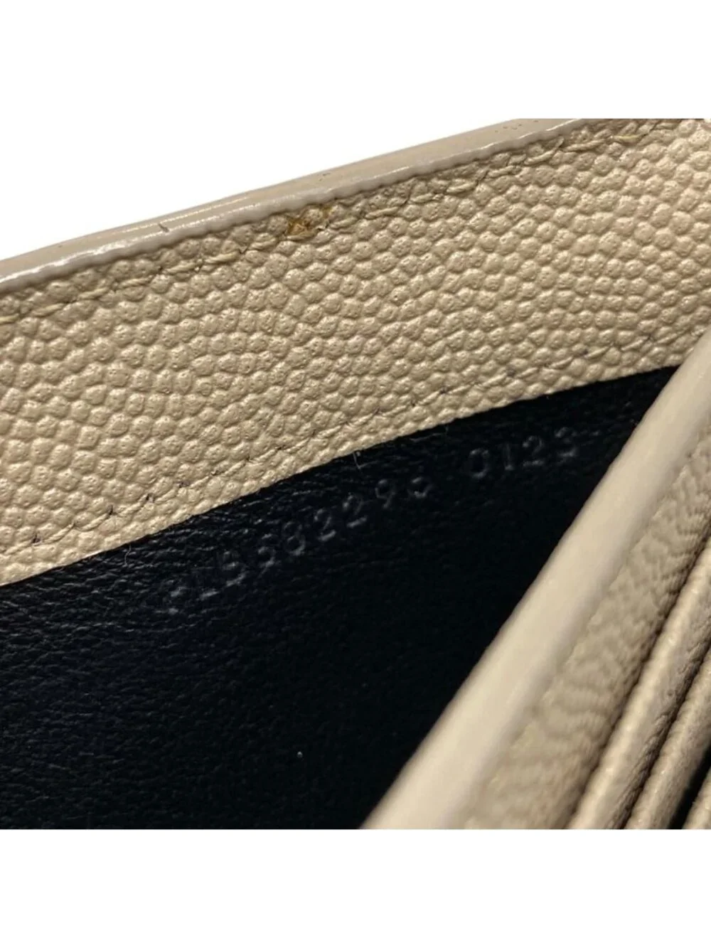 Saint Laurent Wallet Uptown Compact Leather Beige